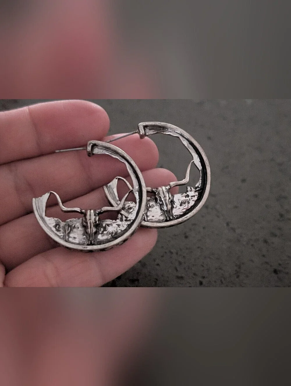 Silver Western Cactus Hoop Earrings